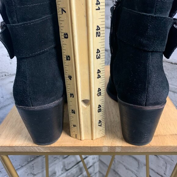 Sam Edelman Ankle Boots Women's 7 Leonia Black Suede Pointy Toe Side Zip Bootie - Picture 9 of 16